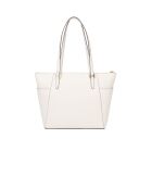 Charlotte Große Tragetasche aus cremefarbenem Leder, 38 x 25,5 x 12 cm