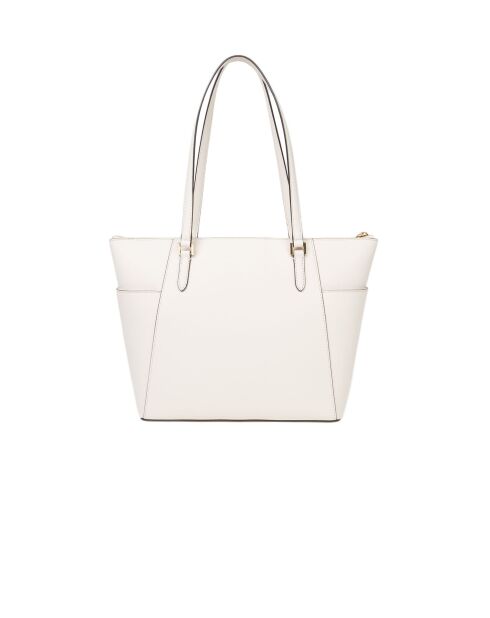 Charlotte Große Tragetasche aus cremefarbenem Leder, 38 x 25,5 x 12 cm