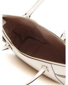 Charlotte Große Tragetasche aus cremefarbenem Leder, 38 x 25,5 x 12 cm