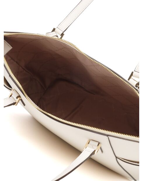 Charlotte Große Tragetasche aus cremefarbenem Leder, 38 x 25,5 x 12 cm