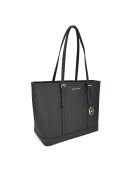 Jet Set Travel Große Tragetasche aus Leder, 43 x 29 x 16 cm, Schwarz