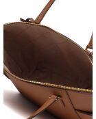 Sac fourre-tout en Cuir Charlotte grand format marron-38x25.5x12 cm