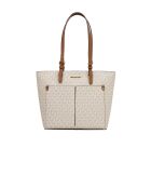 Bolsa de viaje con doble bolsillo, tamaño mediano, color vainilla, 37 x 26 x 17 cm