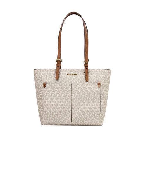 Bolsa de viaje con doble bolsillo, tamaño mediano, color vainilla, 37 x 26 x 17 cm