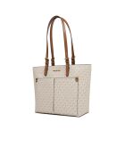 Bolsa de viaje con doble bolsillo, tamaño mediano, color vainilla, 37 x 26 x 17 cm