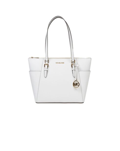 Charlotte Tragetasche aus Leder, Größe L, optisch, Weiß-38x25,5x12 cm