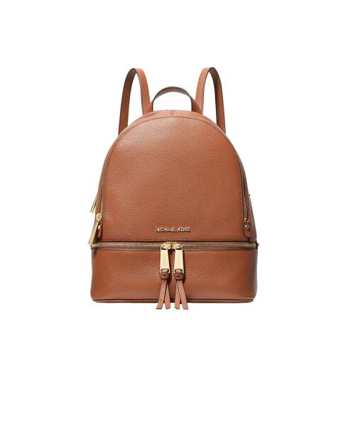 Zaino Rhea Zip Medium in pelle marrone-26x32x13 cm