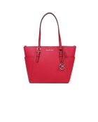 Charlotte Tragetasche aus Leder, groß, Erdbeerfarben, 28 x 26 x 11,5 cm