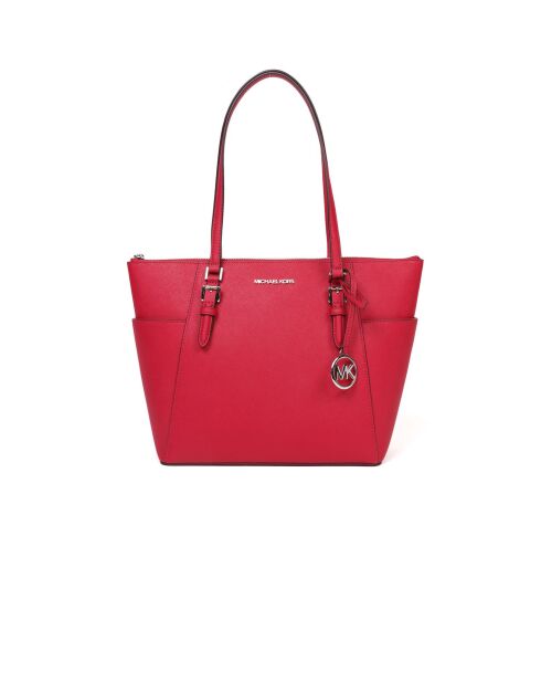 Charlotte Tragetasche aus Leder, groß, Erdbeerfarben, 28 x 26 x 11,5 cm