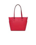 Charlotte Tragetasche aus Leder, groß, Erdbeerfarben, 28 x 26 x 11,5 cm