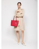 Charlotte Tragetasche aus Leder, groß, Erdbeerfarben, 28 x 26 x 11,5 cm