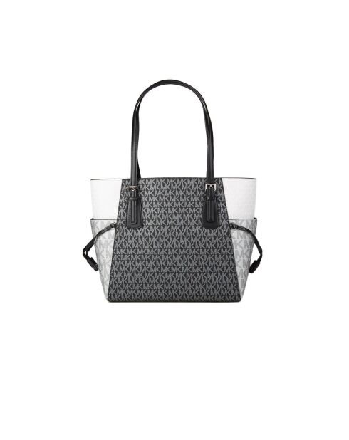 Bolsa Voyager Large East West en blanco y negro, 15,9 x 27,9 x 29,2 cm