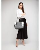 Bolsa Voyager Large East West en blanco y negro, 15,9 x 27,9 x 29,2 cm