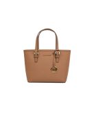 Jet Set Reisehandtasche aus Leder, extra klein, 27,5 x 19 x 10 cm, Braun