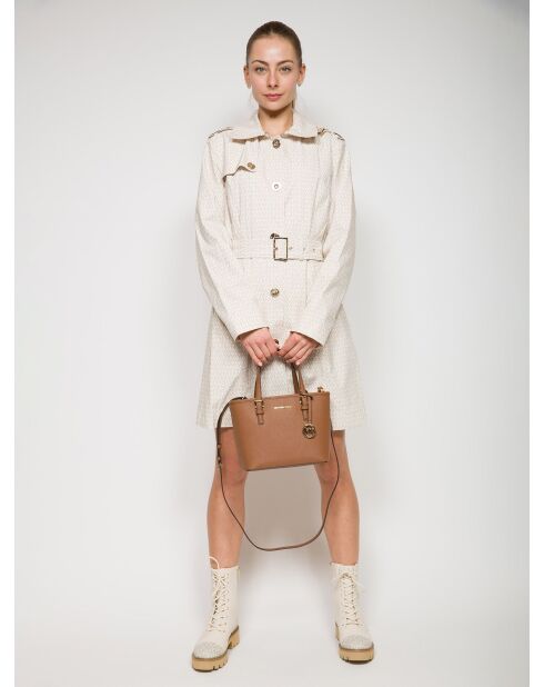 Jet Set leren handtas voor op reis extra klein bruin - 27,5x19x10 cm