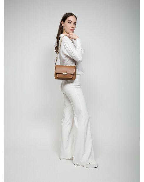 Bradshaw middelgrote bruine leren schoudertas-24x16x8 cm