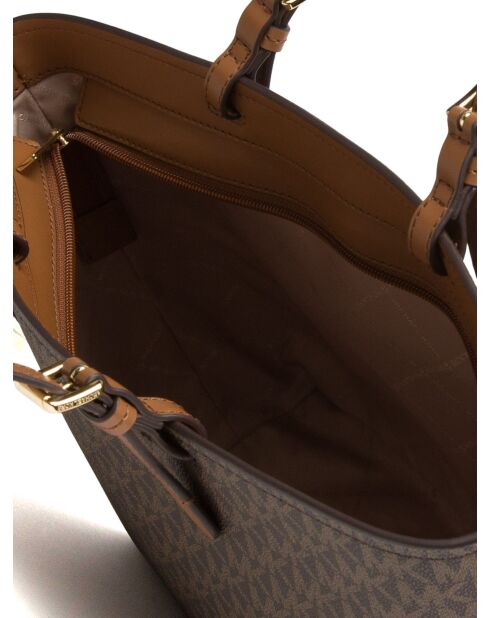 Bruine Jet Set middelgrote draagtas met dubbele zakken-37x26x17 cm