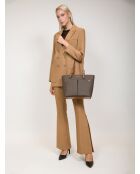 Bolsa de viaje Brown Jet Set, tamaño mediano, con doble bolsillo, 37 x 26 x 17 cm