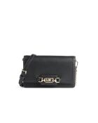 Schultertasche Heather Small Phone Chain aus Leder Schwarz-18x11x4 cm