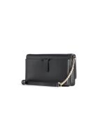 Schultertasche Heather Small Phone Chain aus Leder Schwarz-18x11x4 cm