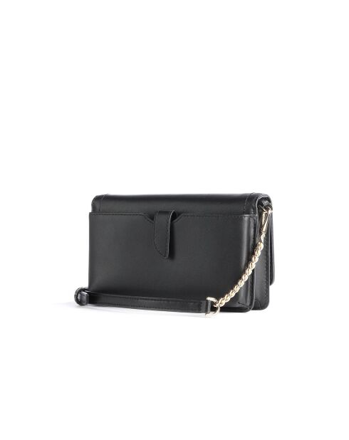 Schultertasche Heather Small Phone Chain aus Leder Schwarz-18x11x4 cm