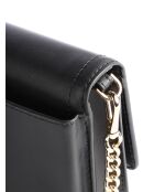 Schultertasche Heather Small Phone Chain aus Leder Schwarz-18x11x4 cm