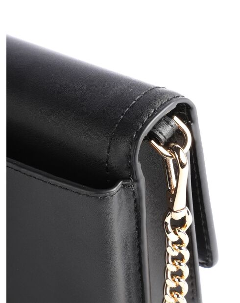 Schultertasche Heather Small Phone Chain aus Leder Schwarz-18x11x4 cm