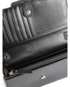 Schultertasche Heather Small Phone Chain aus Leder Schwarz-18x11x4 cm