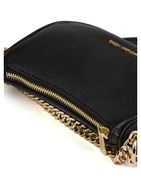 Carmela Small Pouchette Schultertasche aus schwarzem Leder, 20 x 12 x 6 cm