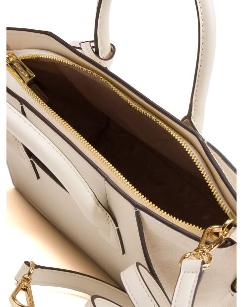 Avril Kleine Handtasche aus cremefarbenem Leder -31x19x13 cm