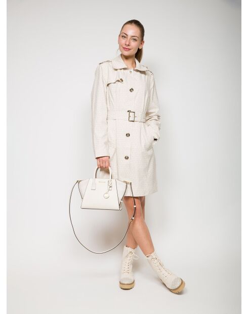 Avril Kleine Handtasche aus cremefarbenem Leder -31x19x13 cm