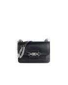 Schultertasche aus schwarzem Leder-23,5x15x7 cm