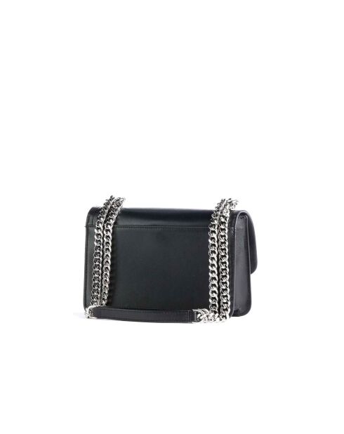 Schultertasche aus schwarzem Leder-23,5x15x7 cm