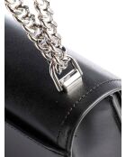 Schultertasche aus schwarzem Leder-23,5x15x7 cm