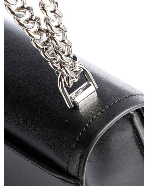 Schultertasche aus schwarzem Leder-23,5x15x7 cm