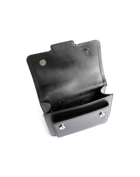 Schultertasche aus schwarzem Leder-23,5x15x7 cm