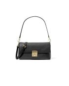 Addie Mittelgroße konvertierbare Schultertasche aus Leder, 27 x 15 x 7 cm, Schwarz