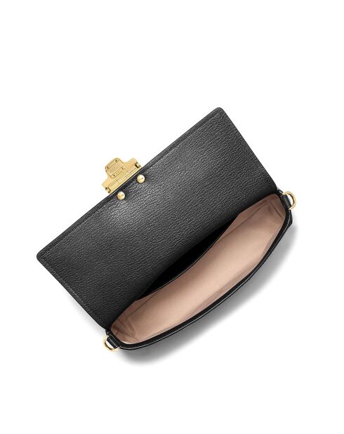 Addie middelgrote zwarte converteerbare leren schoudertas-27x15x7 cm