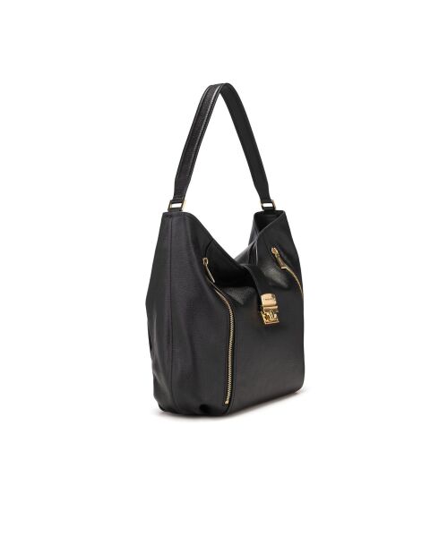 Addie Large Hobo Schultertasche aus schwarzem Leder, 45 x 32 x 13 cm