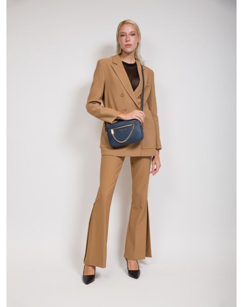 Jet Set Travel Große East West Marine Schultertasche aus Leder, 24 x 16,5 x 5 cm