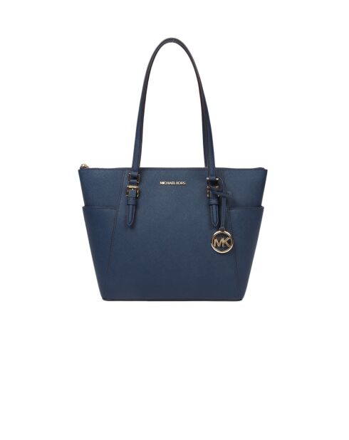 Charlotte Große Tragetasche aus Leder, 38 x 25,5 x 12 cm, Marineblau