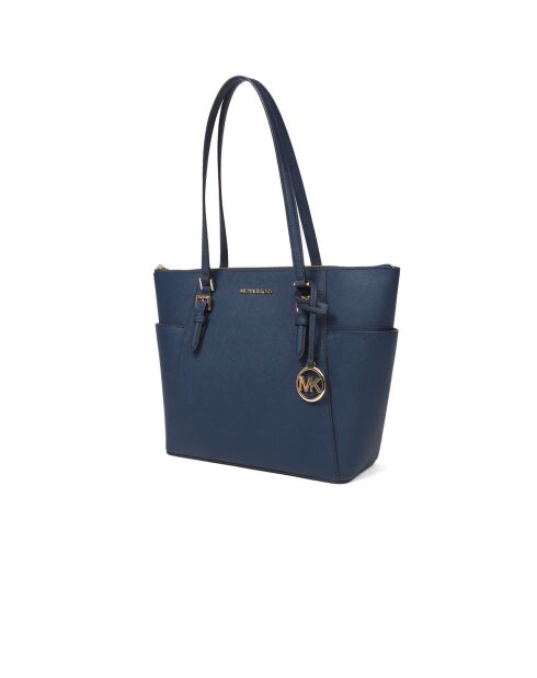 Charlotte Große Tragetasche aus Leder, 38 x 25,5 x 12 cm, Marineblau