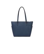 Charlotte Große Tragetasche aus Leder, 38 x 25,5 x 12 cm, Marineblau