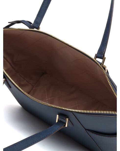 Charlotte Große Tragetasche aus Leder, 38 x 25,5 x 12 cm, Marineblau