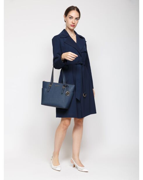 Charlotte Große Tragetasche aus Leder, 38 x 25,5 x 12 cm, Marineblau