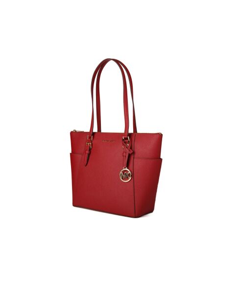 Charlotte Große Tragetasche aus kirschfarbenem Leder, 38 x 25,5 x 12 cm