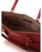 Charlotte Große Tragetasche aus kirschfarbenem Leder, 38 x 25,5 x 12 cm