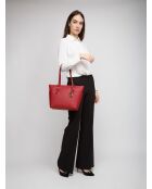 Charlotte Große Tragetasche aus kirschfarbenem Leder, 38 x 25,5 x 12 cm