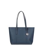 Sac fourre-tout en Cuir Jet Set Travel grand format Marine-43x29x16 cm