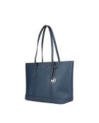 Sac fourre-tout en Cuir Jet Set Travel grand format Marine-43x29x16 cm
